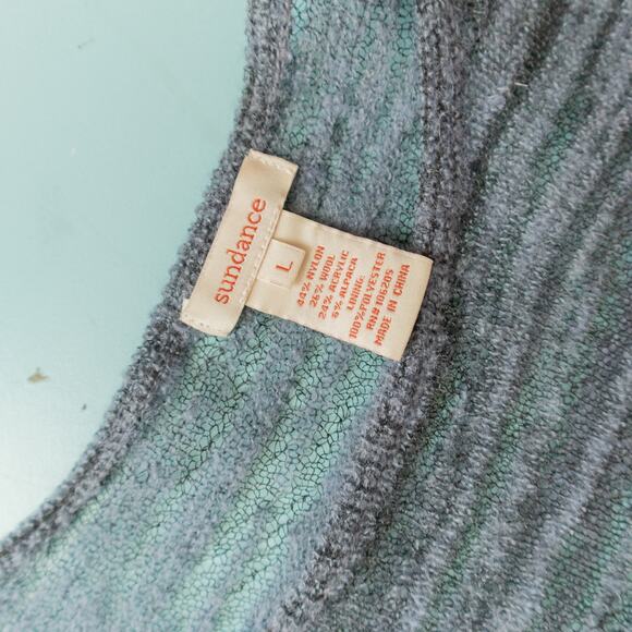 Sundance Gray Burnout Mesh Semi Sheer 3/4 Sleeve Fit Flare Dress Size Large - Picture 4 of 7